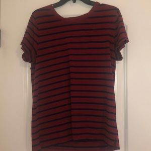 Red and blue striped tee shirt